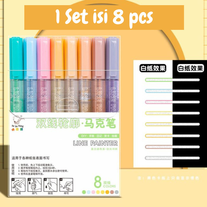 

PROMO!! -Paint Spidol Marker Glitter Set Pena Gliter Outline Line Marker ST0073 - ST0073C