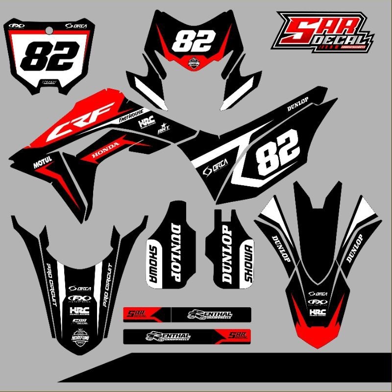 DECAL CRF 150L FULL BODY - DECAL SUPERMOTO MOTO CROSS - DECAL CRF SIMPEL KEREN - DECAL CRF MERAH PUT