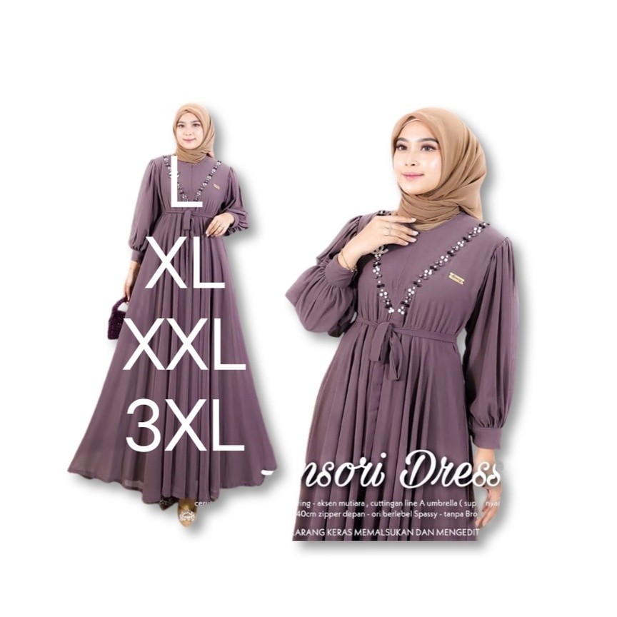 Gamis Payet Mutiara Impor Terbaru / Ansori dress Jumbo Ceruty Babydoll Aplikasi swaroski Mutiara Tal