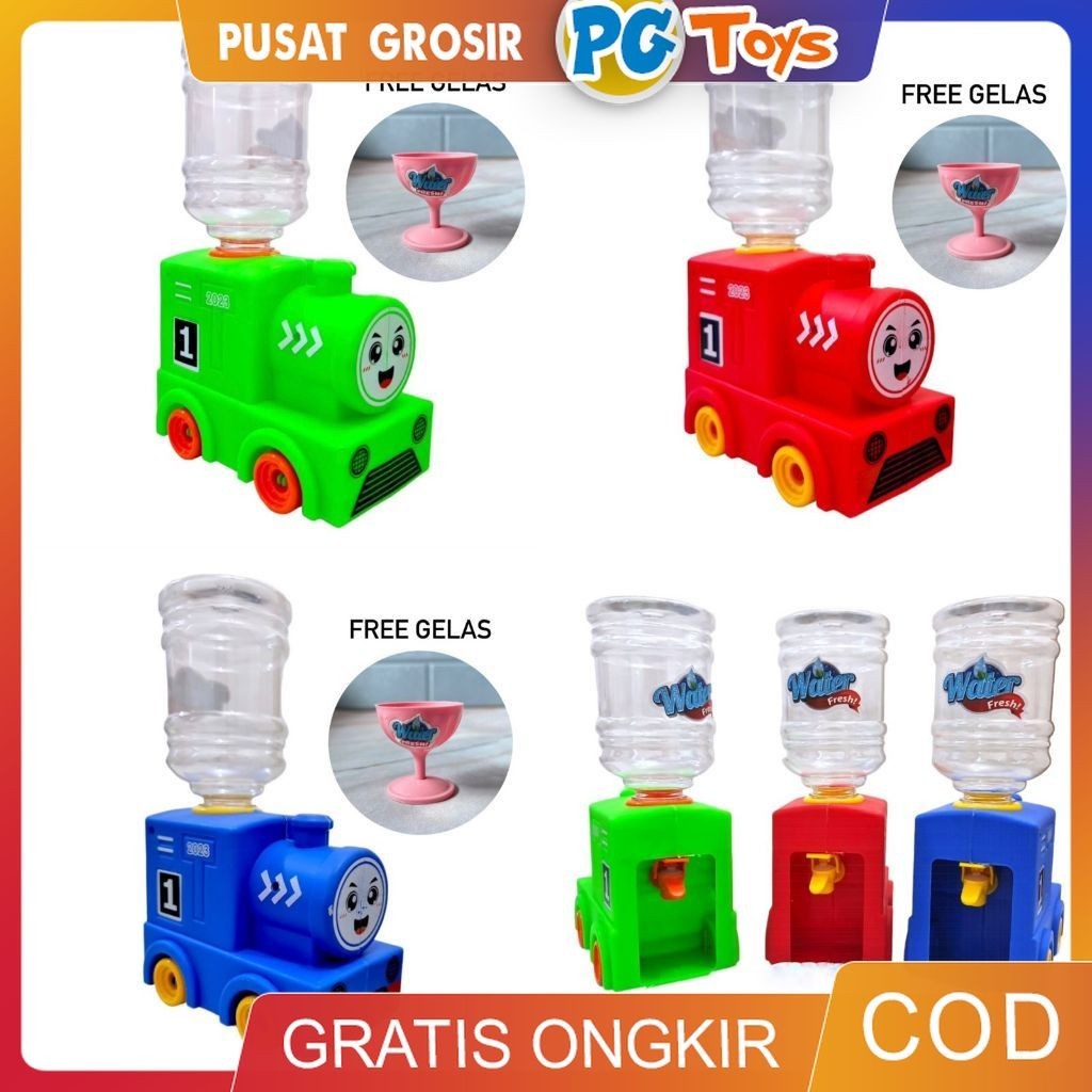 PGTOYS - Mainan Dispenser Air Minum Mini (BONUS GELAS) Galon Portable Anak Air Minum Karakter / Main