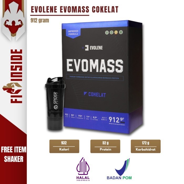 Evolene Evomass Weight Gainer 912 gram berbagai rasa BPOM HALAL