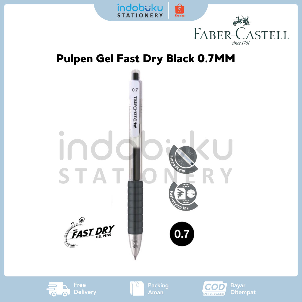 

Pulpen Gel Fast Dry Black 0.7MM Faber-Castell