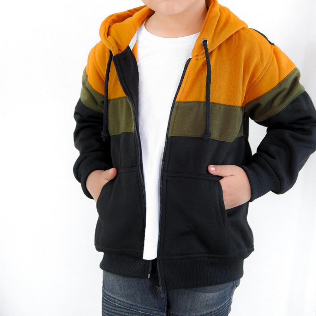 Jaket Bayi Anak Bahan Kain Flece Fleece Gramasi 280 Resleting Topi Kupluk Kepala Size 1 2 3 4 5 6 7 