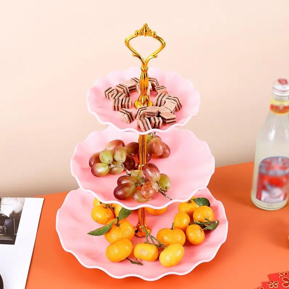 

Dekorasi Cake MOONBIFFY Rak Kue Susun 3 Tingkat Detachable Plate Cake Stand Display - MB-3 - Pink