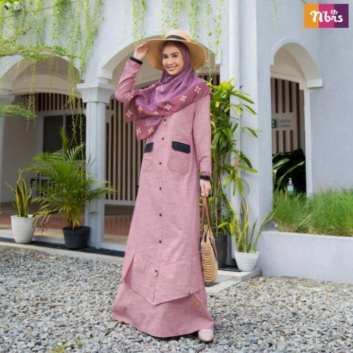 Gamis Nibras NB B31 Warna Pink Daily Dress Busui Branded Casual Adem - Pink, XS