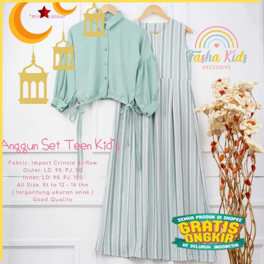 gamis 2in1 set outer anak perempuan remaja tanggung 12-16 tahun veve syarifah anggun amida shanum te