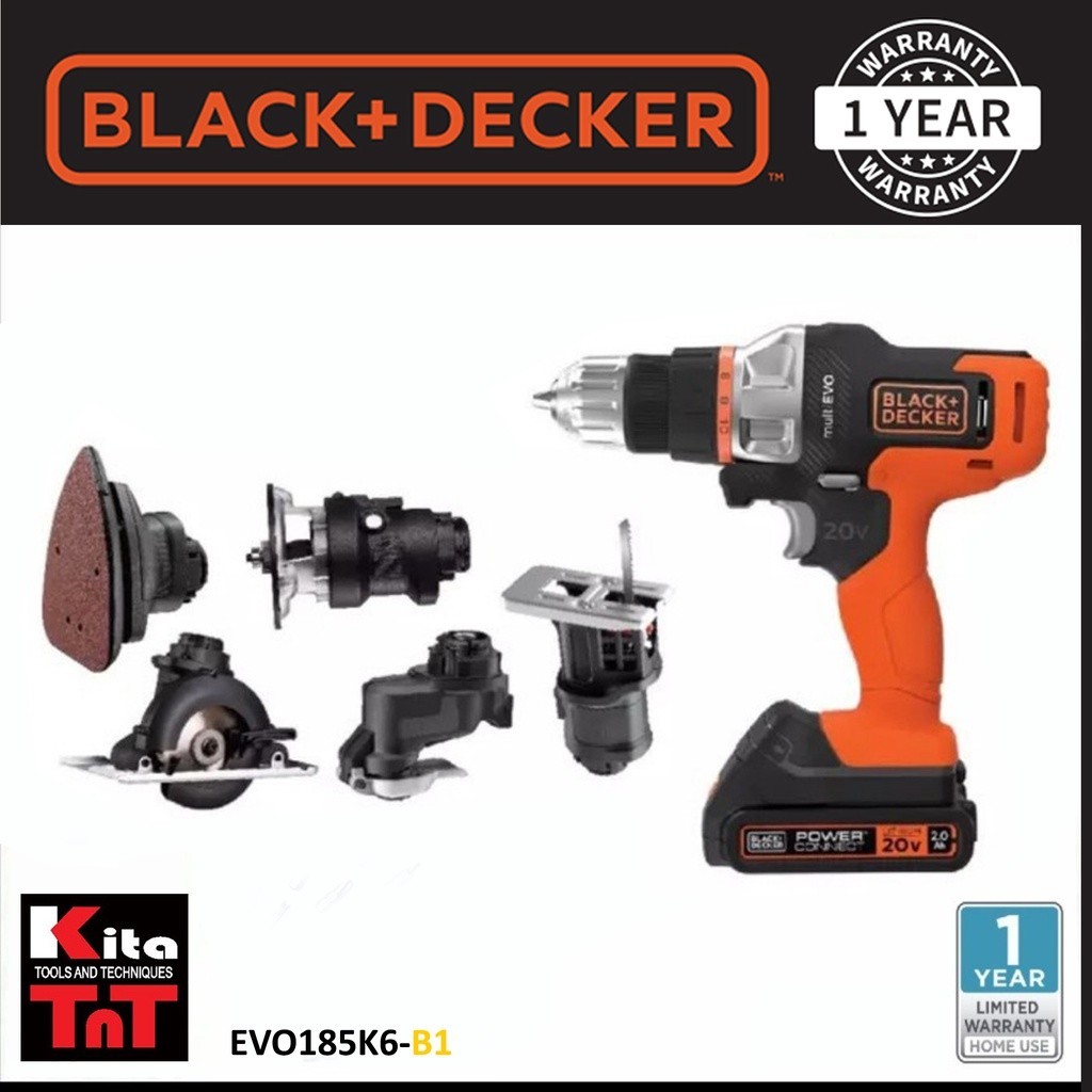 promo Black+Decker - Bor Set Multi Evo 6 Heads Kit - EVO185K6-B1