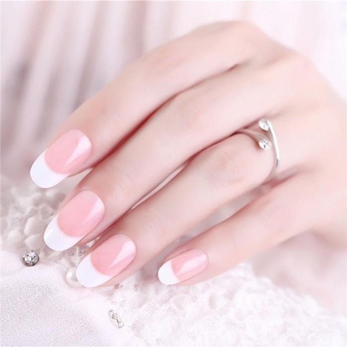 Terlaris ✨ -Kuku Palsu Polos Ujung Putih / Nail Art / Fake Nail - KK-036