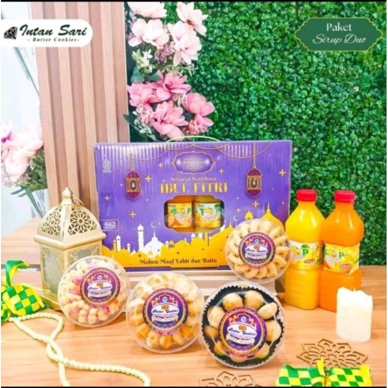 

DISKON Intan Sari Paket 2 Sirup ( Twin ) - Paket kue kering lebaran plus sirup - Hadiah Idul Fitri - Kue lebaran