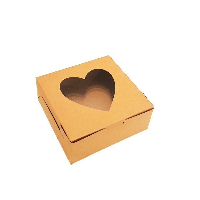 KOTAK KUE 18x18 WINDOW R8K CAKE BOX LAMINATED DUS ROTI DOS NASI KERDUS - motif hati