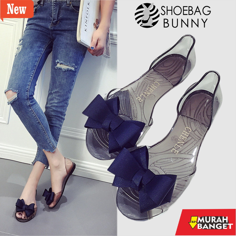 Sepatu untuk lebaran- Ready COD Sepatu Jelly Kaca Wanita Flat Jelly Shoes korea Flatshoes Kaca Jelly
