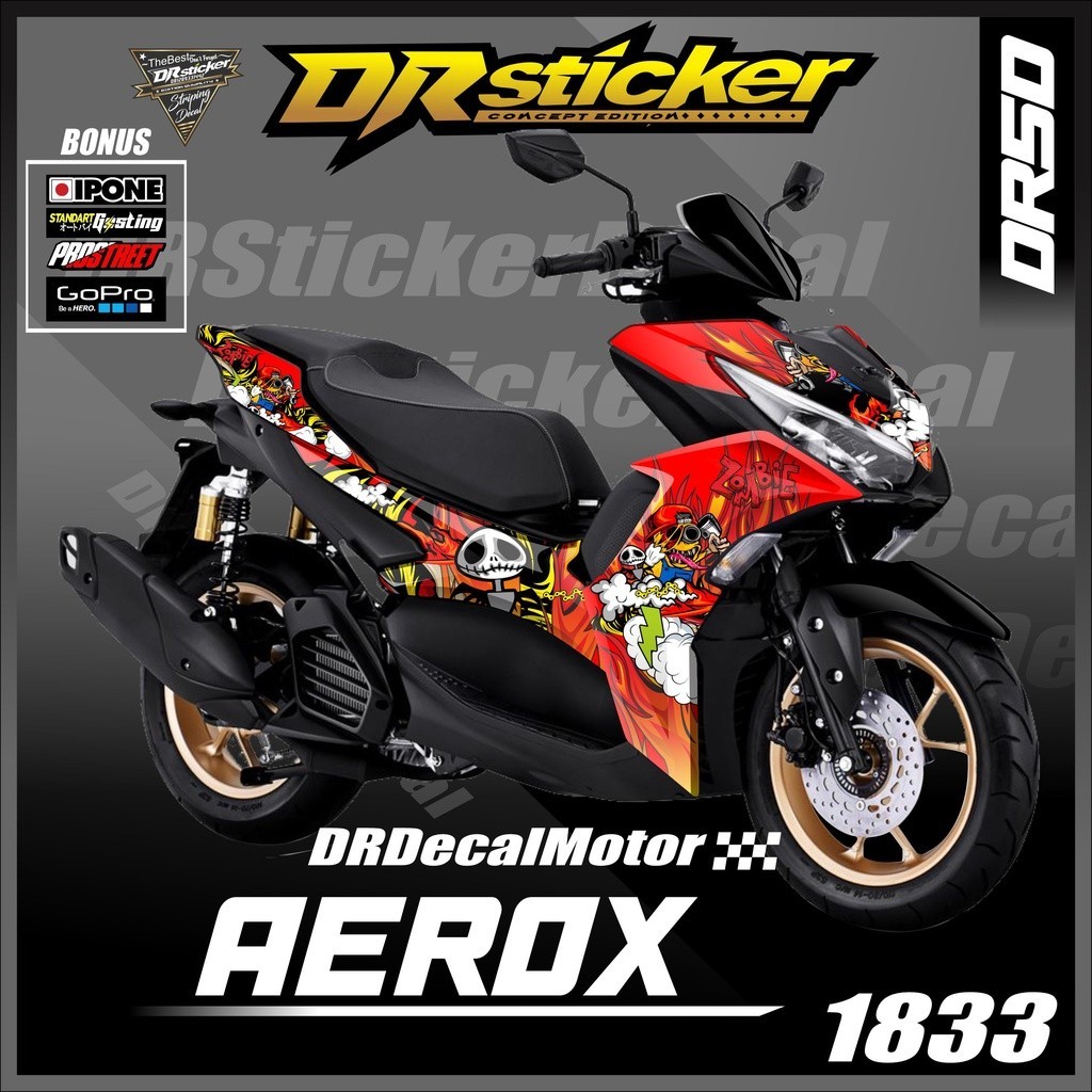 Decal motor aerox stiker aerox 155 vva aksesoris motor lis variasi minion zombie motor yamaha yamaha