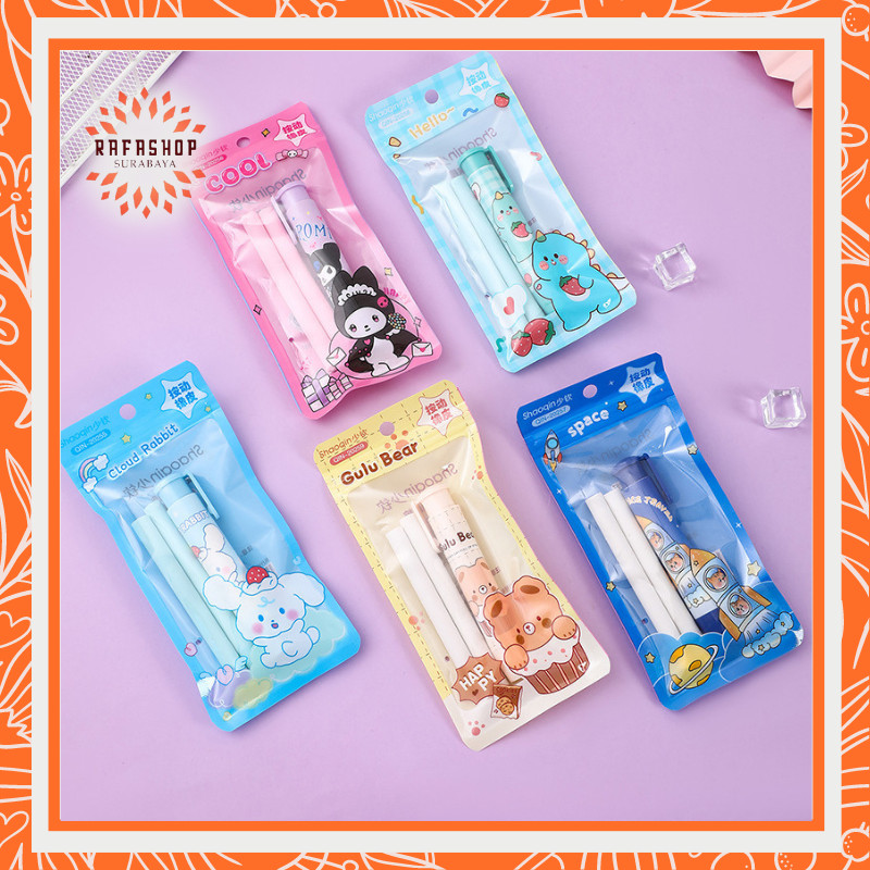 

HOME094 1SET PRESS THE ERASER PENGHAPUS PENSIL KARET MEKANIK REFIL KARTUN CUTE KOREA