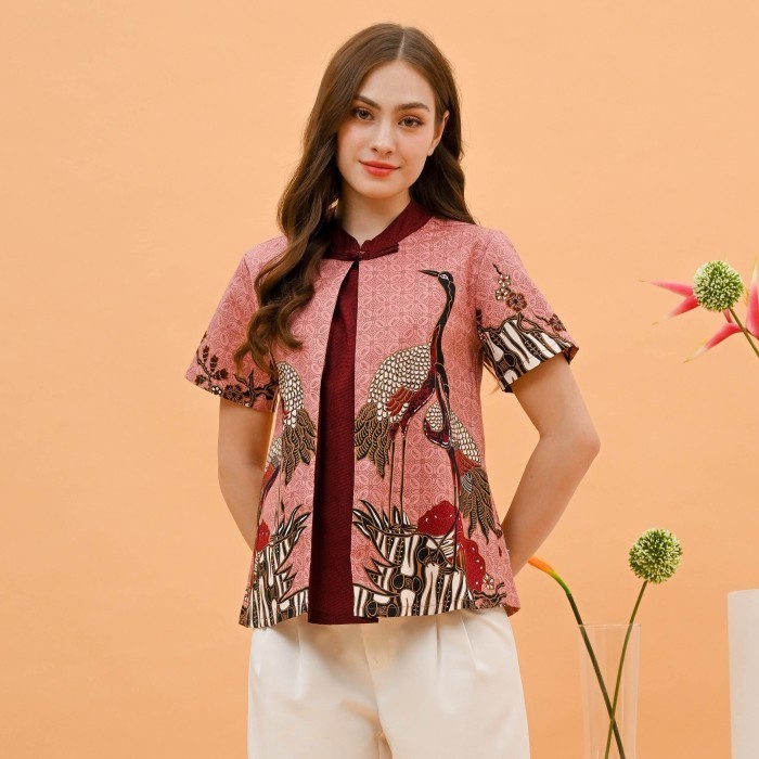 Blouse Batik Wanita Model Cheongsam Baju Batik Kantor - 327 JCO