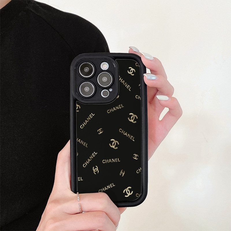 Black PFFH Chanel Brand goldenlogo Pattern Supreme Chanel Gucci LV Case For iPhone 11 12 13 14 15 Pl