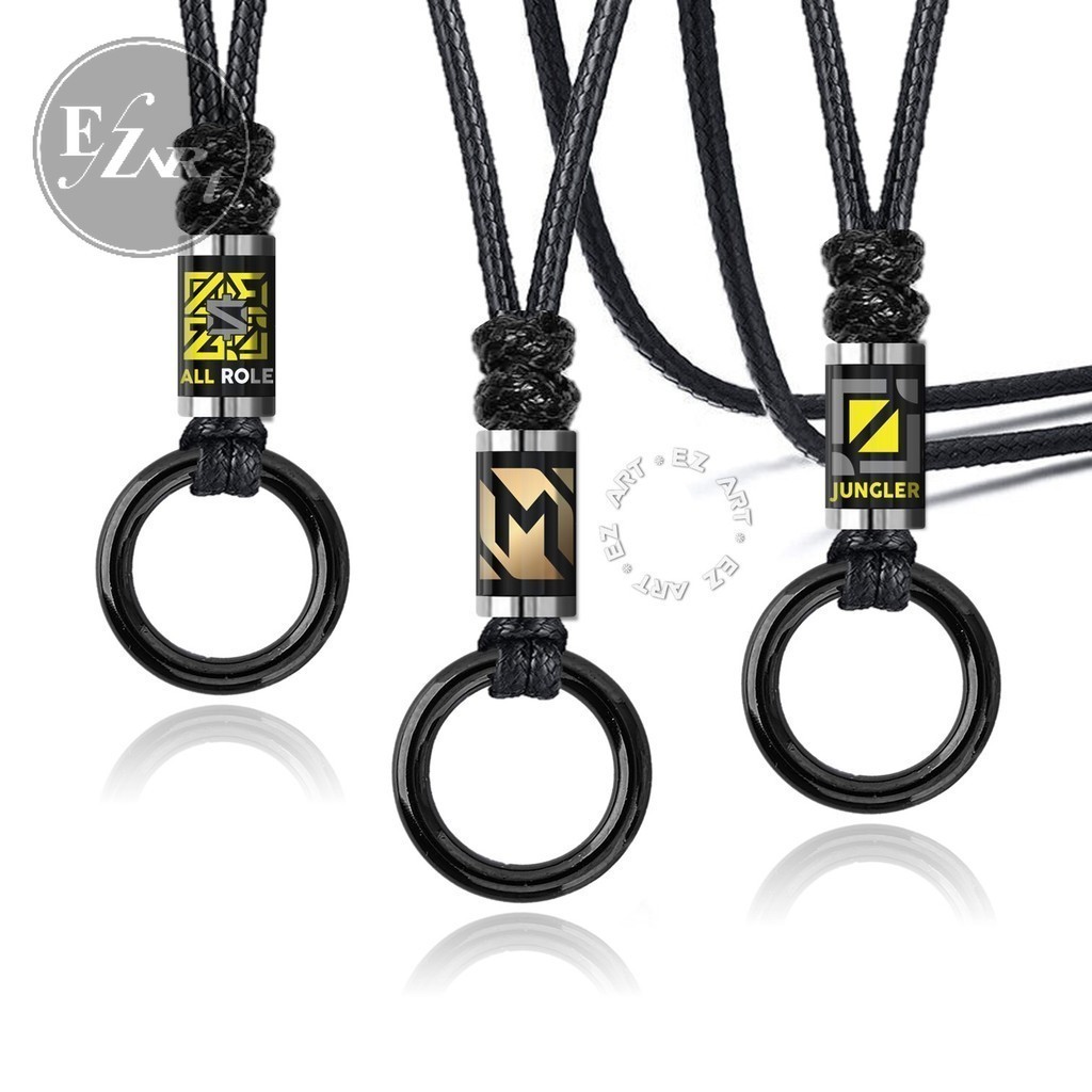 Kalung Cincin Tabung Logo MLBB Mobile Legends Role Lane Tali Kulit Kepang Cowok Gamer [EZArt]