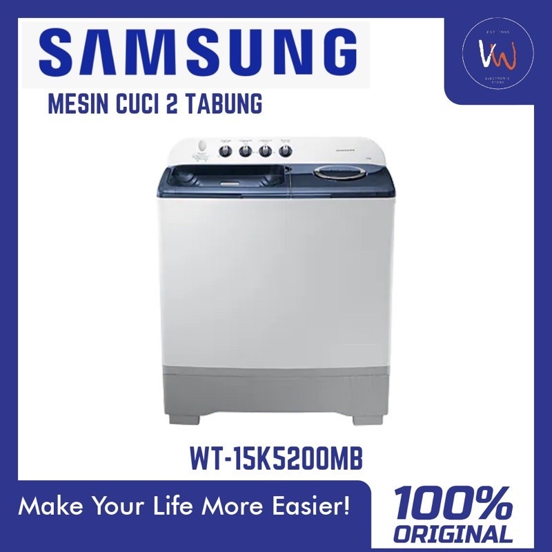 PROMO SPESIAL Mesin Cuci 2 Tabung Samsung WT-15K5200MB / Mesin Cuci Laundry / Mesin Cuci Kapasitas J
