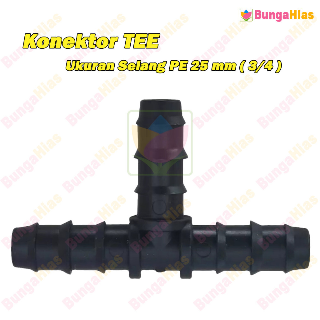 Konektor TEE Selang PE 25 mm Nepel Sambungan ( 3/4 - 1 Inch ) Hidroponik Irigasi Taman Air Benang Mi