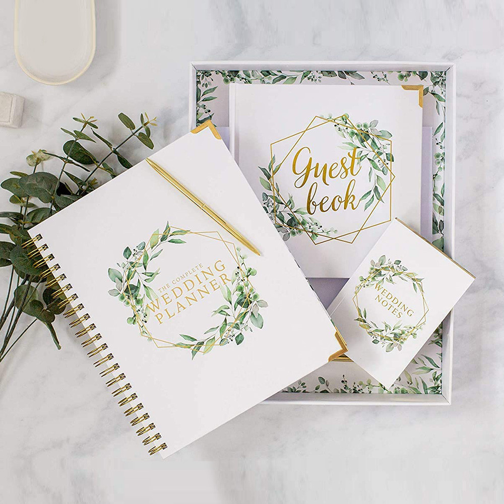 

Logo Kustom Cetak Spiral Jurnal Pernikahan Perencana Buku Tamu Buku Pengantin Organizer Notebook