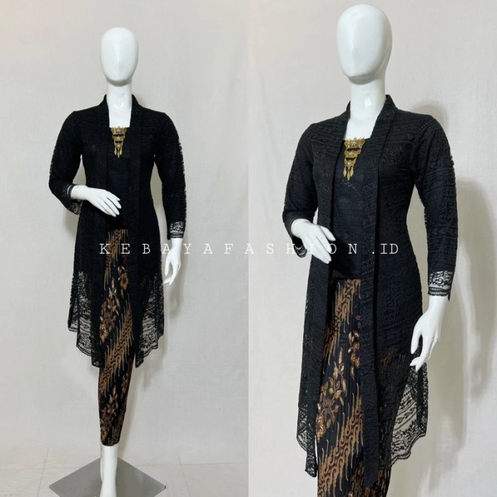 

KEBAYA KUTU BARU/KEBAYA BROKAT/KEBAYA TILLE/KUTU BARU PANJANG - Hitam, atasan saja