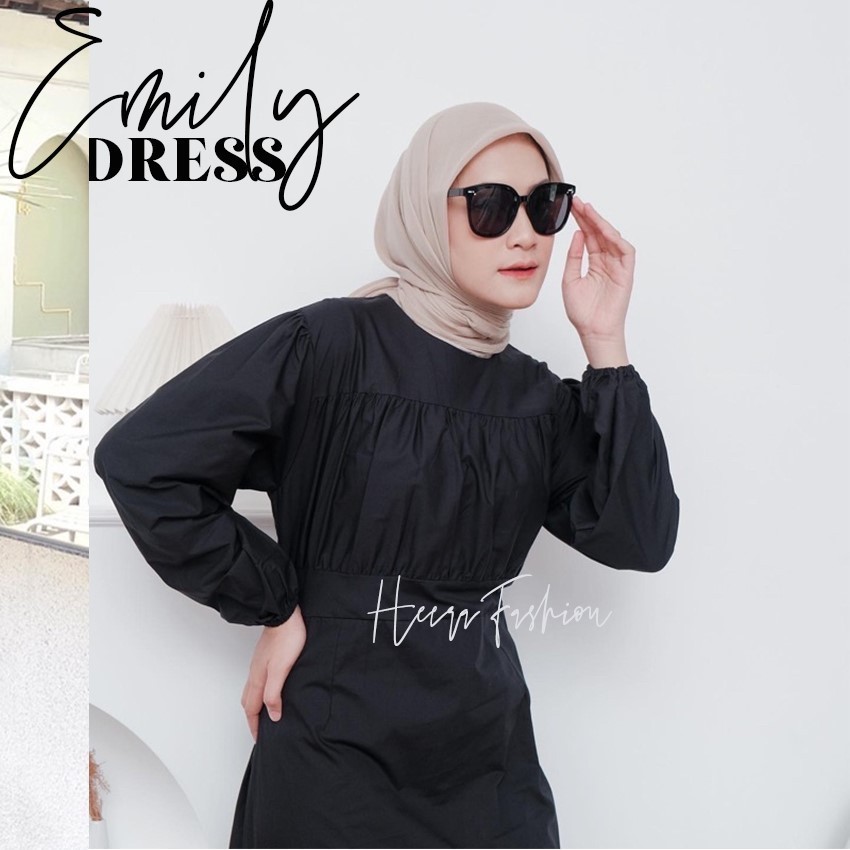 GAMIS WANITA UNTUK LEBARAN- EMILY DRESS -BAJU DRESS PESTA MUSLIM POLOS WANITA FASHION REMAJA KOREAN 