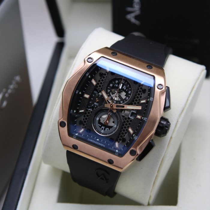 ALEXANDRE CHRISTIE AC 6608 ROSEGOLD BLACK RUBBER PRIA. ORIGINAL
