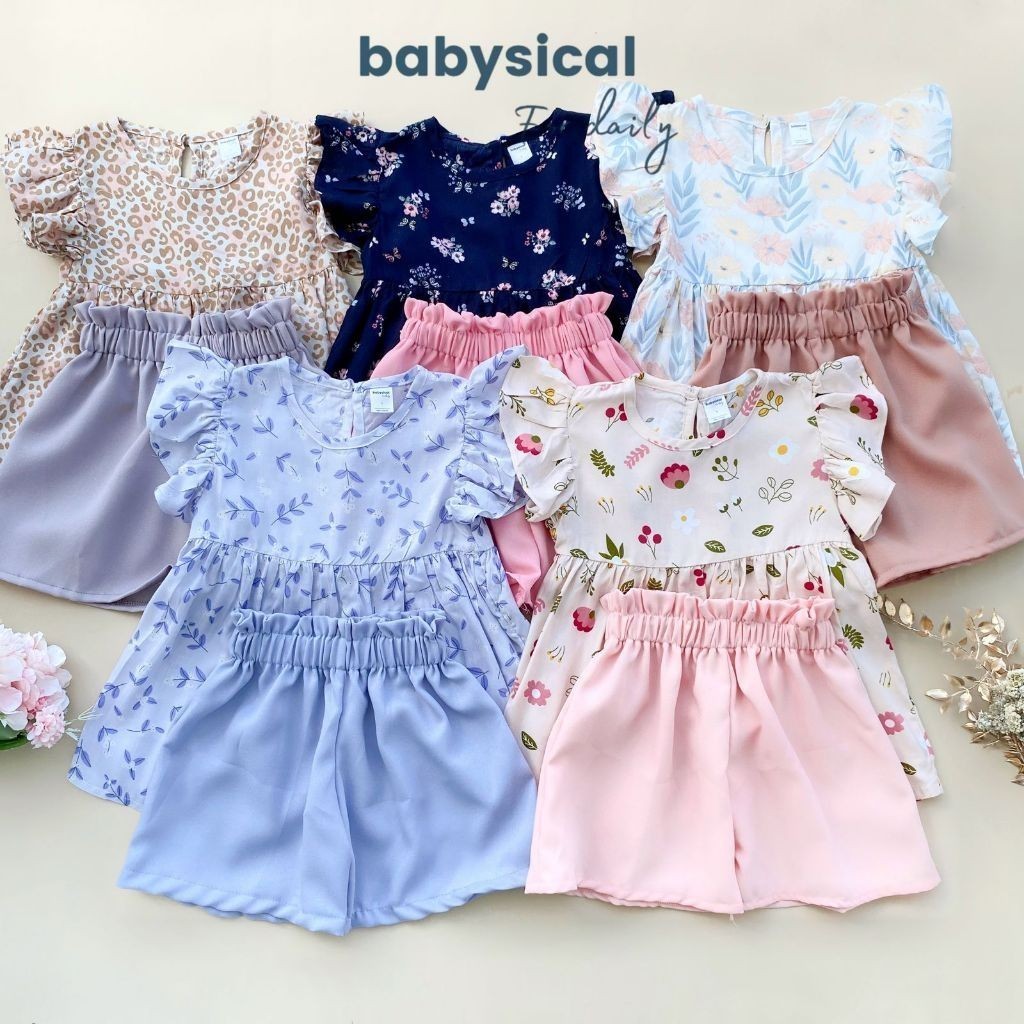 BABYSICAL 1-6 Tahun HYURA SET - Set Baju Anak Perempuan Lucu Rayon Setelan Baju Anak Perempuan Dress