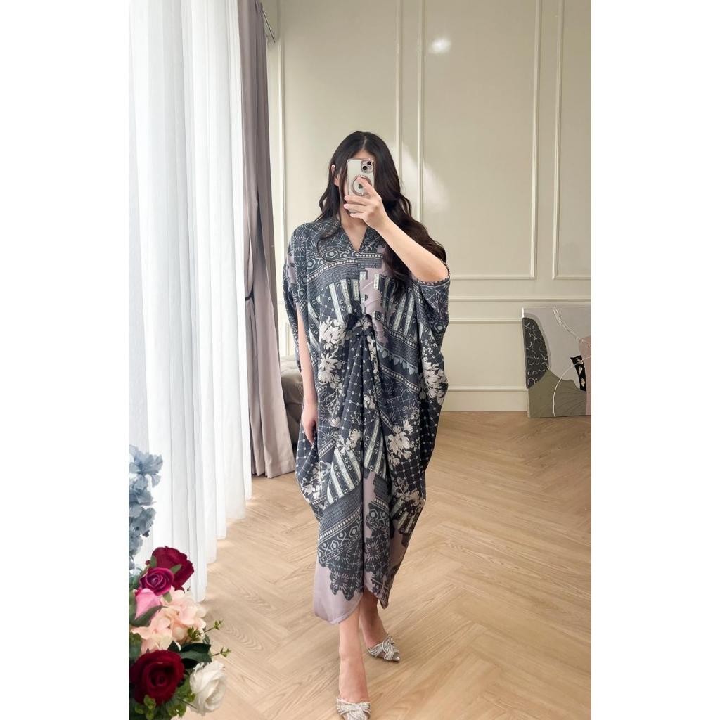 Baju dress kaftan batik muslim kondangan pesta modern kekinian dres lebaran jumbo premium