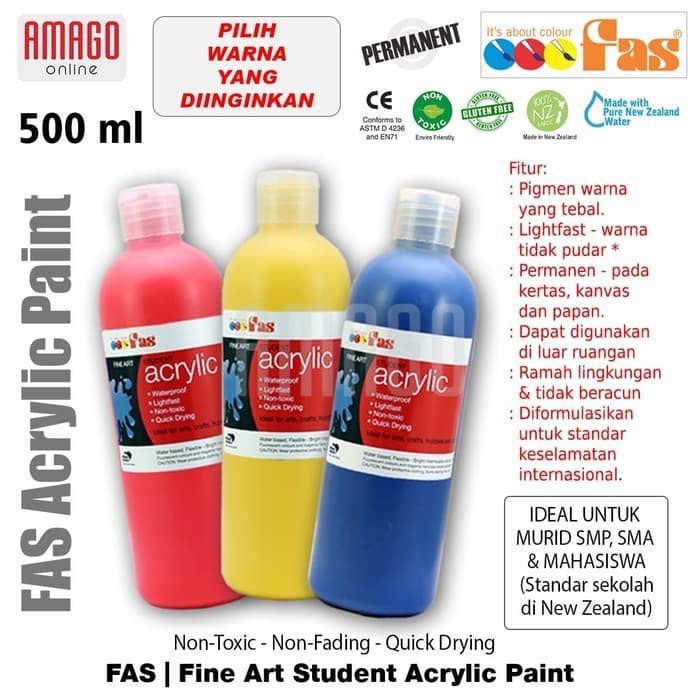 

FAS Student Acrylic Cat Akrilik Lukis - 500 ml - Harga Satuan - Pilih Warna Grup 2