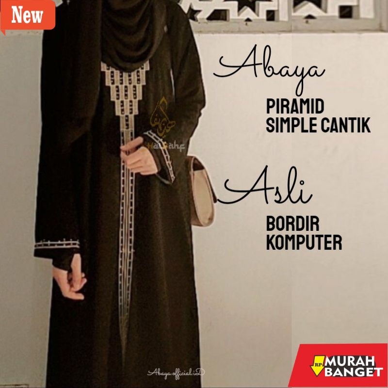 baju lebaran ala Timur Tengah- Abaya piramid Bordir Gamis Hitam arab saudi bahan Jetblack Saudi Orig