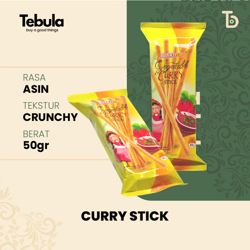 

[ TEBULA ] - BISKITOP CURRY STICK 60g Biskuit Kue Kering Stik Anak Dewasa Enak Renyah Biscuit Rasa