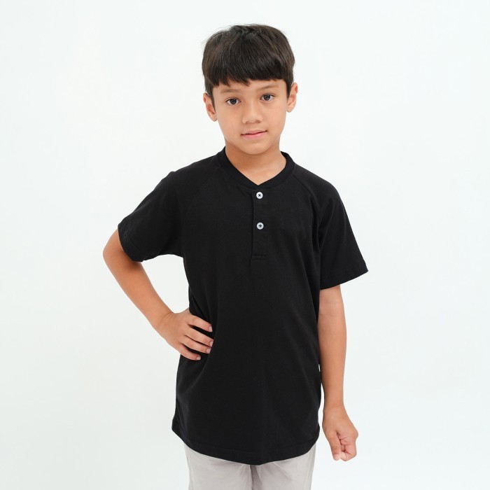 ✨BEST✨ -Kaos Raglan Anak Laki Kancing Depan Remaja Cowok Tanggung 6 8 10 12 14 - Abu Muda(Kcg), 10-1