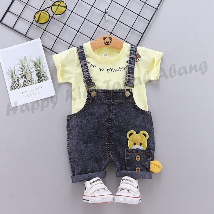 ✨BEST✨ -SETELAN BAJU KAOS KODOK ANAK COWO LAKI LAKI LENGAN PENDEK IMPORT - PKS097-PUTIH, S