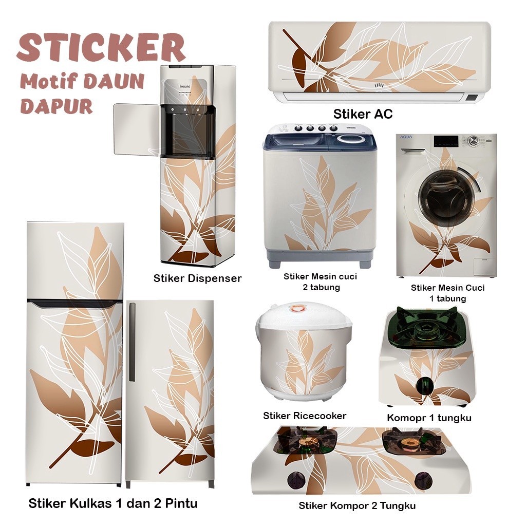 Dekorasi Rumah Stiker kulkas kompor mesin cuci 1 2 pintu tabung mata Rice Cooker Dispenser Ac