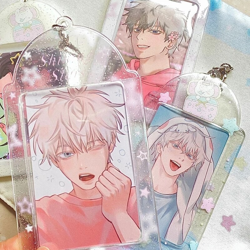 

Ins New Hot Kawaii Transparent Glitter Star Kpop Photocard Holder Photo Card Holder Girl Bag Pendant School Stationery Gift
