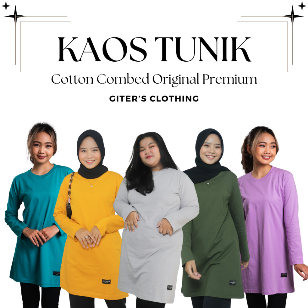 kaos tunik giter - kaos tunik jumbo ld 120 - tunik kaos oversize ( army lilac tosca mustard abu )