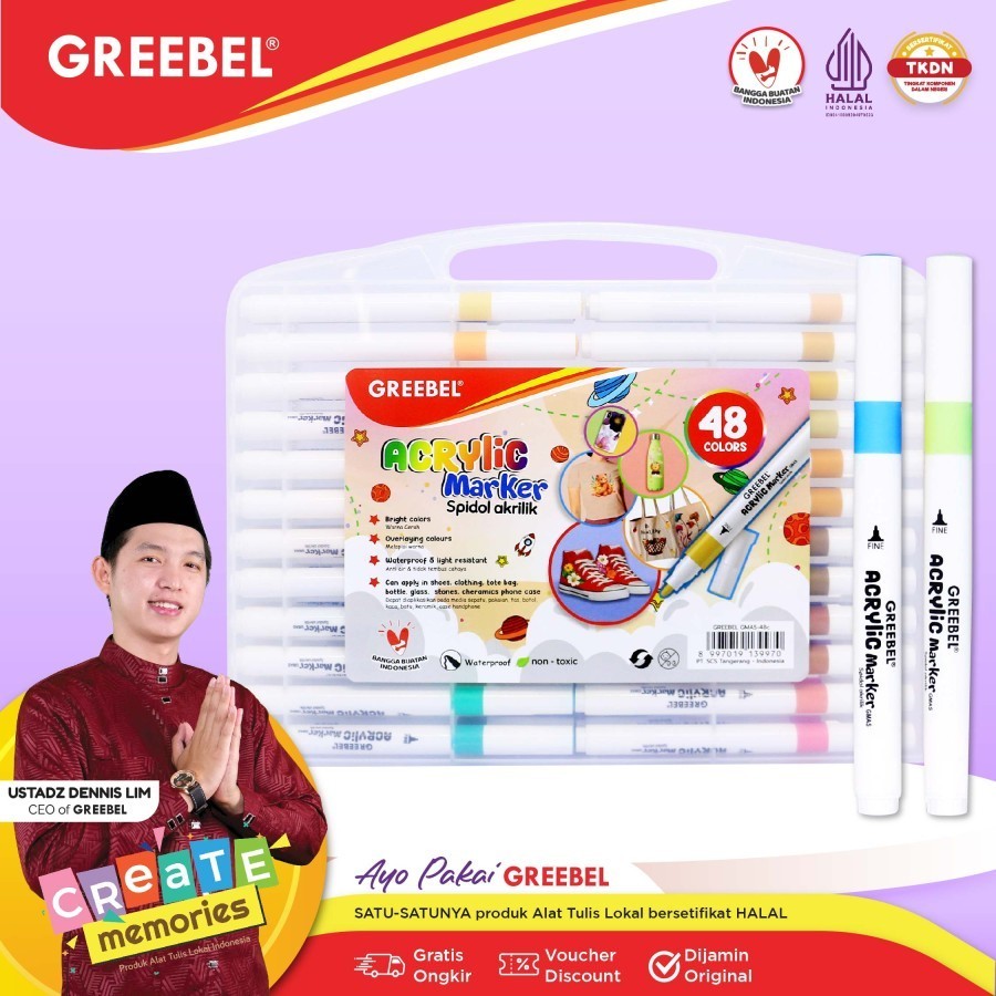 

GREEBEL Acrylic Marker Single Head (12 Warna) / Spidol Sketsa / Sketsa Markers Set / Marker Set / Spidol Warna Warni