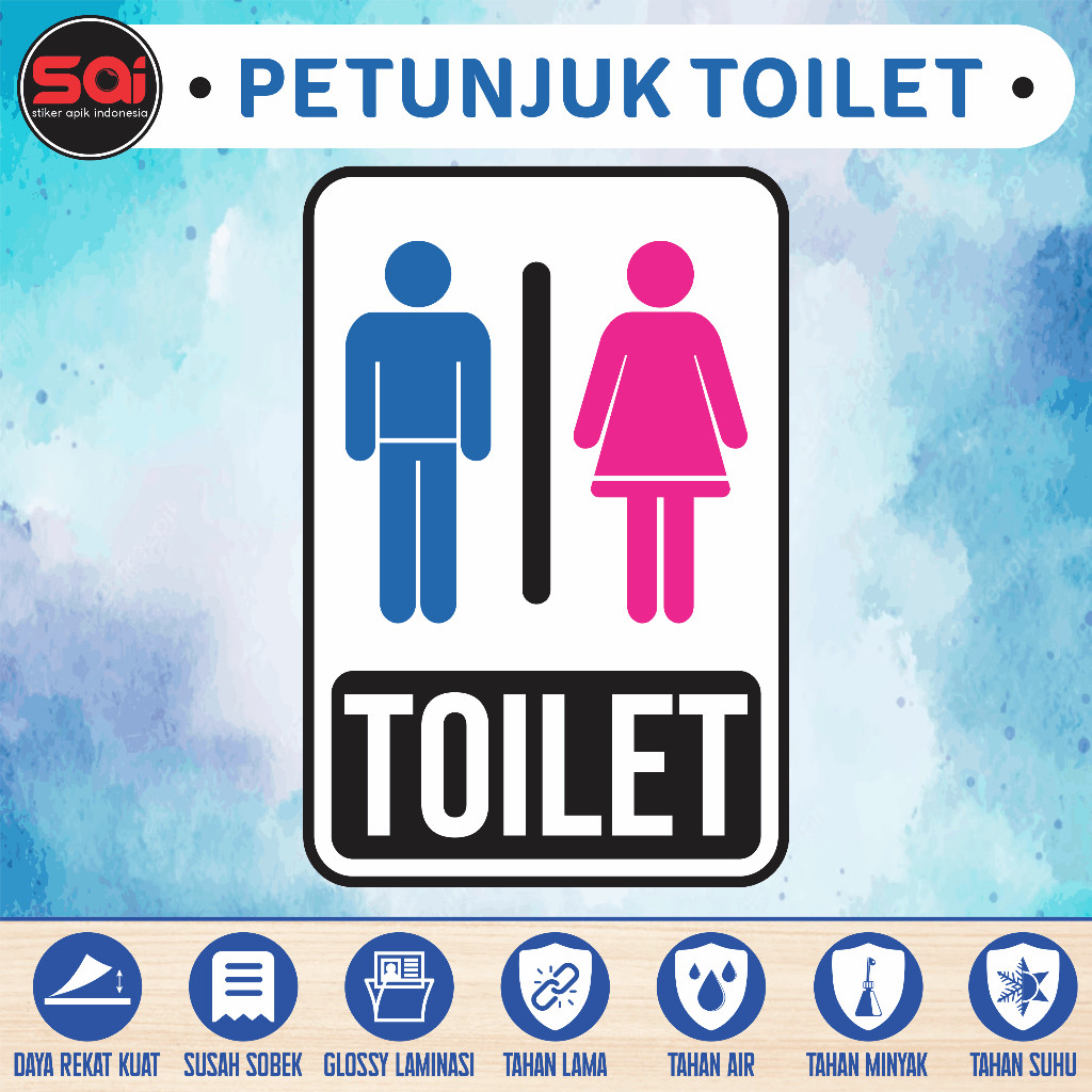 

stiker vinyl anti air TOILET PRIA WANITA laminasi glossy