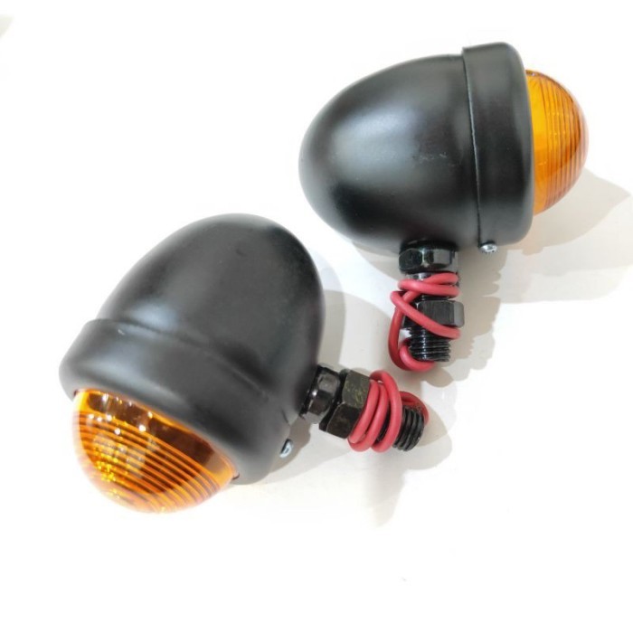 Variasi Lampu Riting Sen Sein Bulat Retro Klasik Motor Universal Awet - Hitam