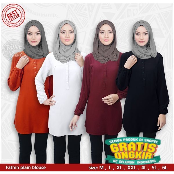 BBL / Blus muslim polos murah tunik baju atasan wanita - Fathin blouse/ Model Terbaru anak remaja