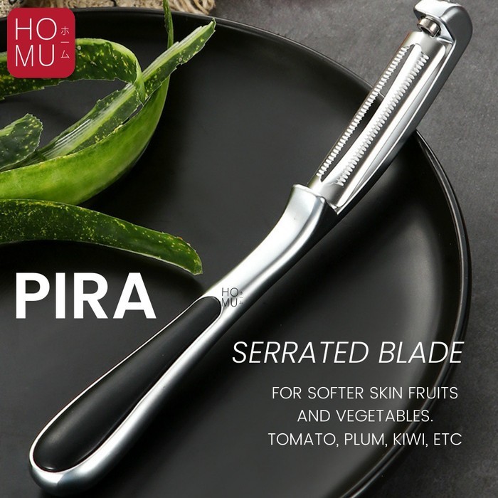 HOMU PIRA Full Metal Premium Peeler Knife Pisau Pengupas Kulit Stainle - Serrated voresforid