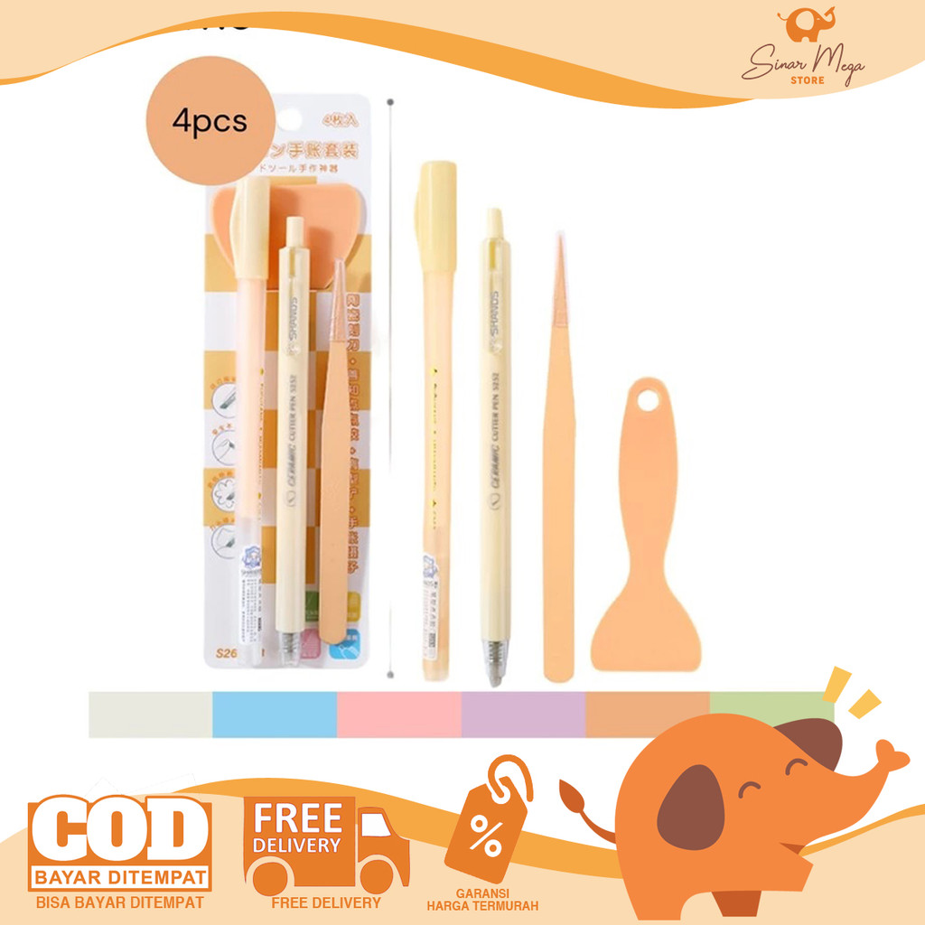 

PANMOMO 4 Pcs DIY Journaling Set - Paket Scrapbooking Pinset/Tweezer/Glue/Scrap/Cutter Murah