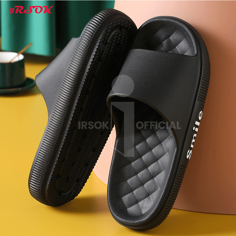 IRSOK COD Sendal Slop Pria Kekinian Dewasa Cowok Sandal Pria Keren Murah Casual Slide Remaja Polos E