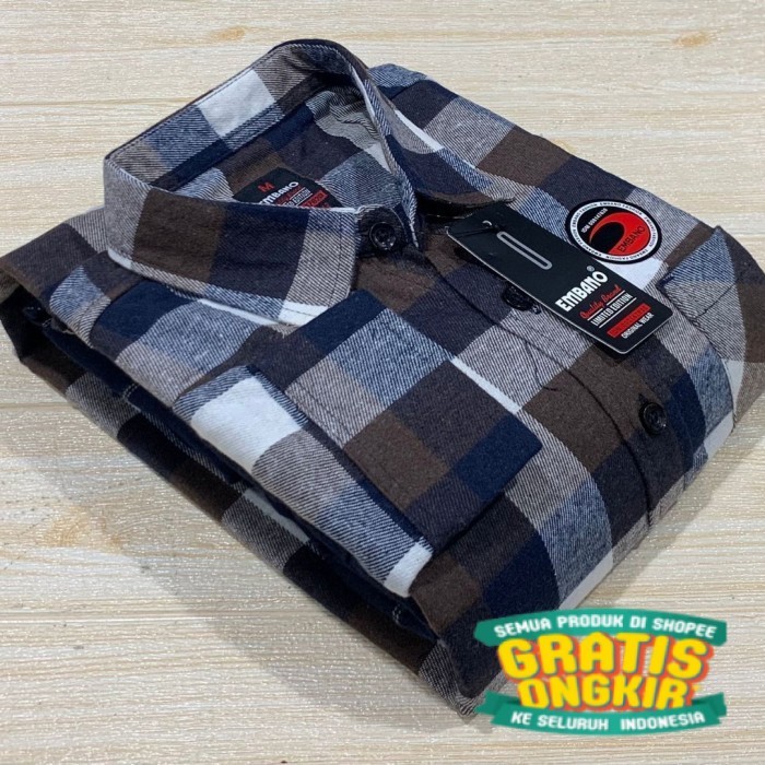 TPK/Baju Kotak Kotak Kualitas Distro Kemeja flanel Uniqlo Lengan Panjang - Gambar 005, M/ bsar jumbo