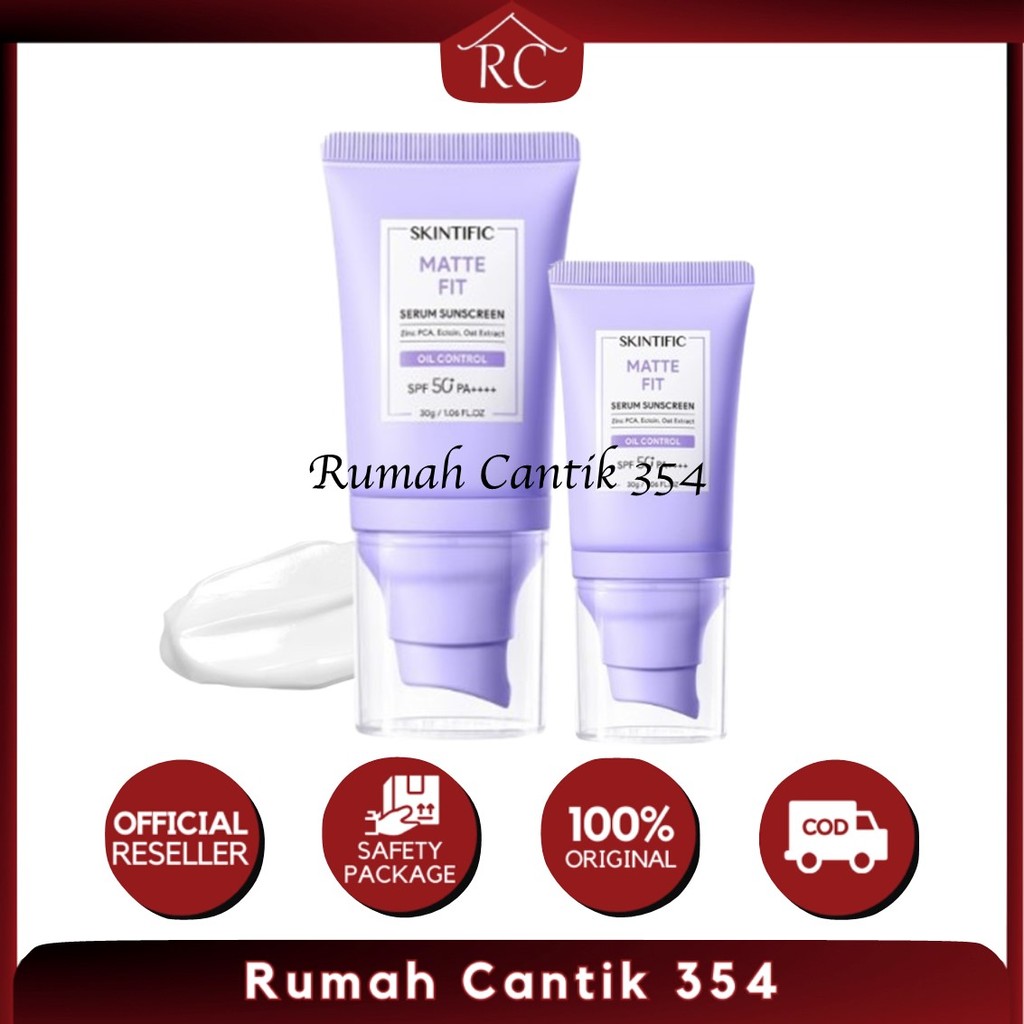 RC354 SKINTIFIC - Matte Fit Serum Sunscreen 30g SPF 50+ PA++++ | Skin True to Skin Sunscreen Aqua Su