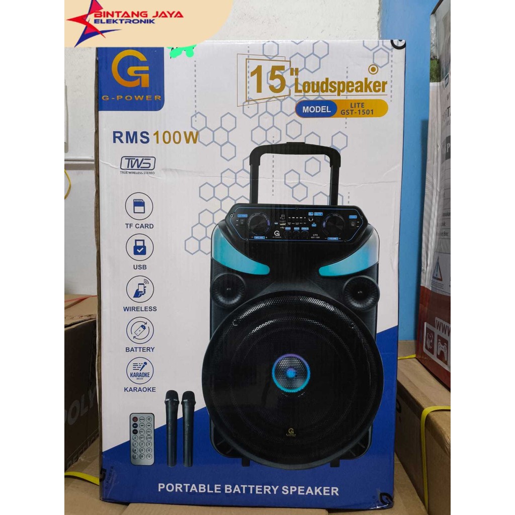 Speaker Trolley G-Power / Speaker portable G-Power / Speaker Murah  Double mic / 2microphone