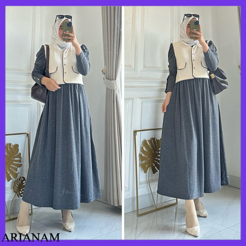PREMIUM Midi dress Yolanda terbaru -  Midi Yolanda Murah