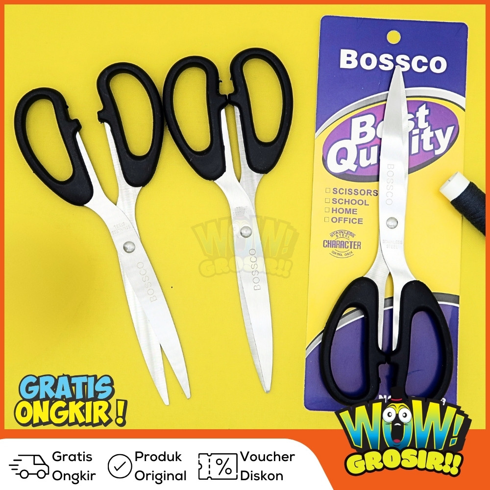 

mg 1 Box isi 12 Gunting Scissors BOSSCO (4 inch~6 Inch-8 Inch) BC-814~816~818