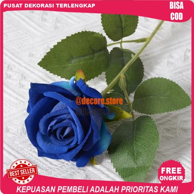 Cod Bunga Mawar Biru / Bunga Plastik Tanaman hias Artificial mawar