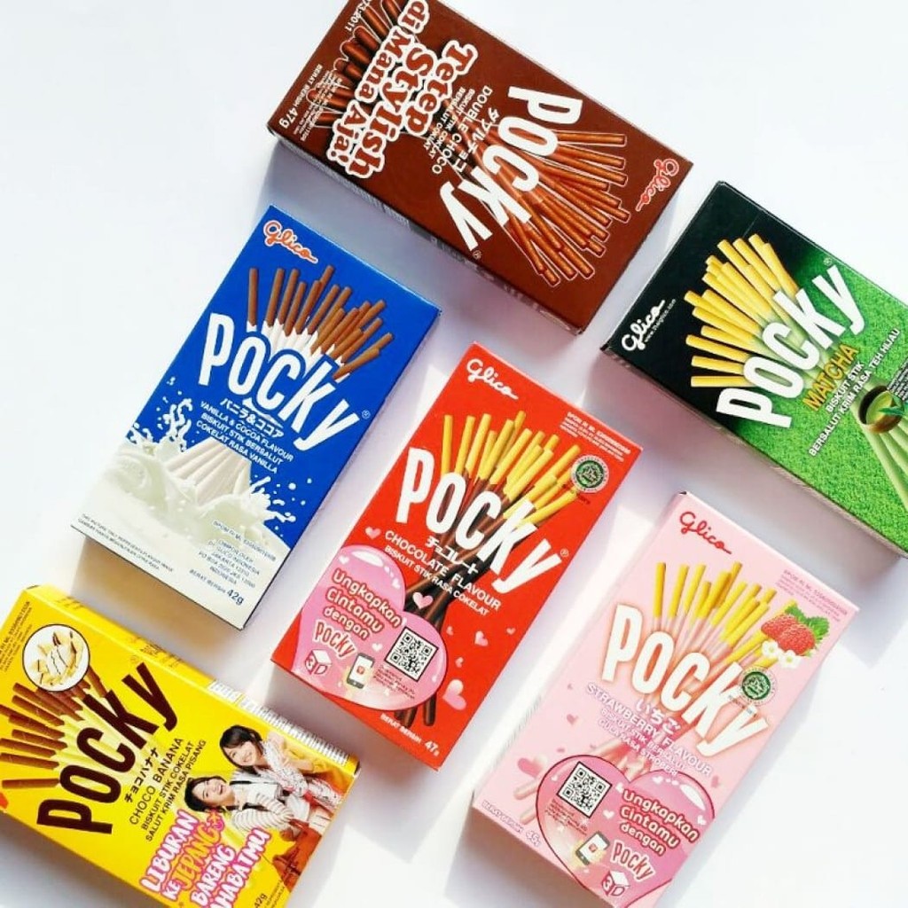 

POCKY BISKUIT STIK RASA COKELAT / STRAWBERRY ISI 10 PAK 22 GRAM (BOX)